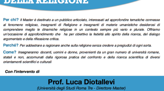 Presentazione del Master di II livello in SCIENZA DELLA CULTURA E DELLA RELIGIONE